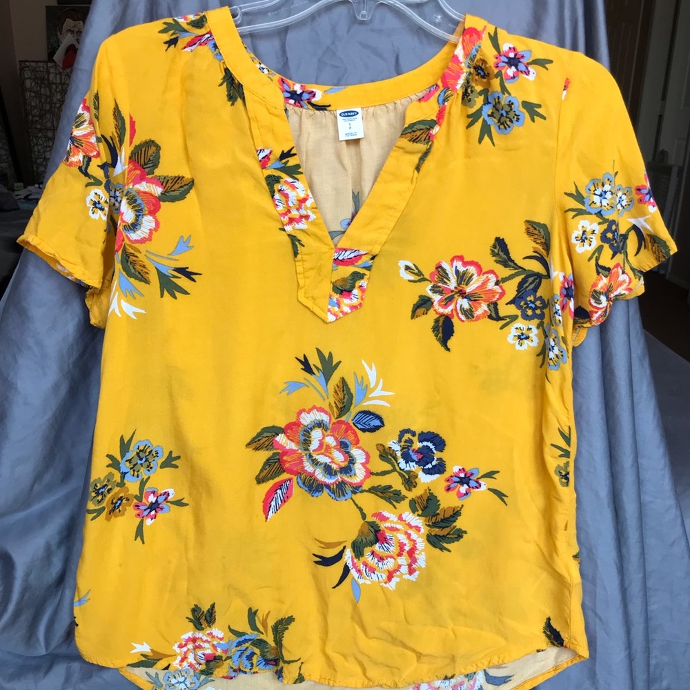 Yellow Blouse with Floral Pattern